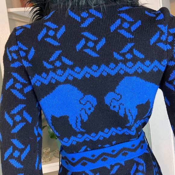 Vintage Y2K Betsey Johnson Novelty Faux Fur Shaggy Duster Sweater L Large Jacket - Picture 8 of 16